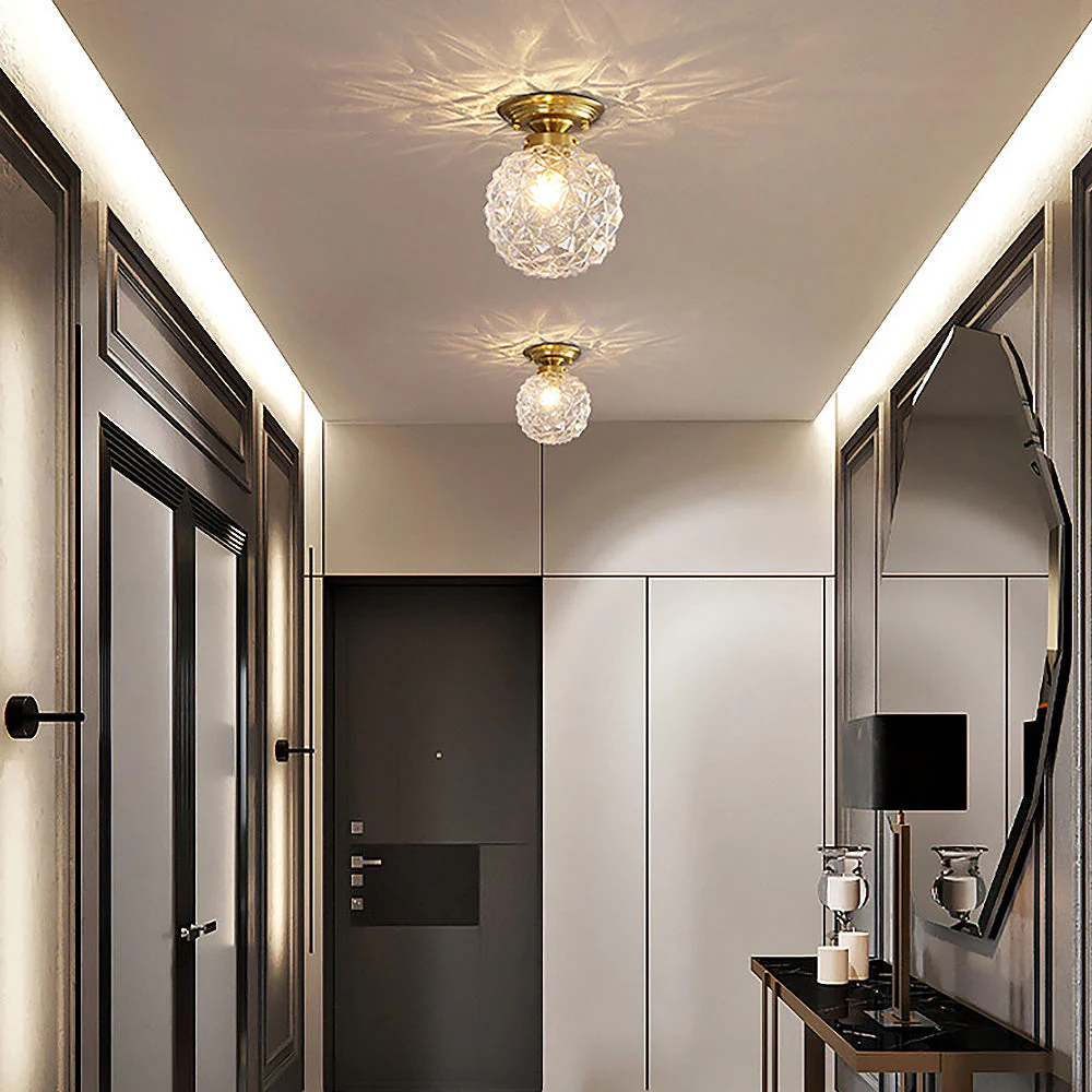 Contemporary Clear Glass Ball Hallway Ceiling Light - Image 7