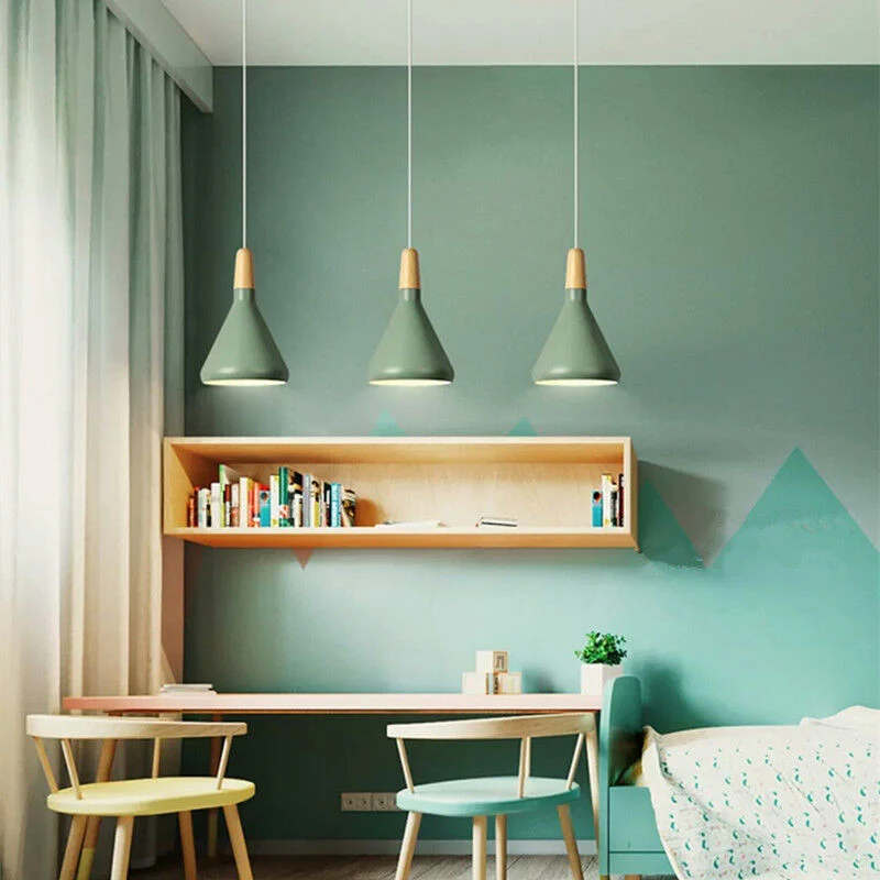 Contemporary Conical Colorful Metal Pendant Lamp - Image 20