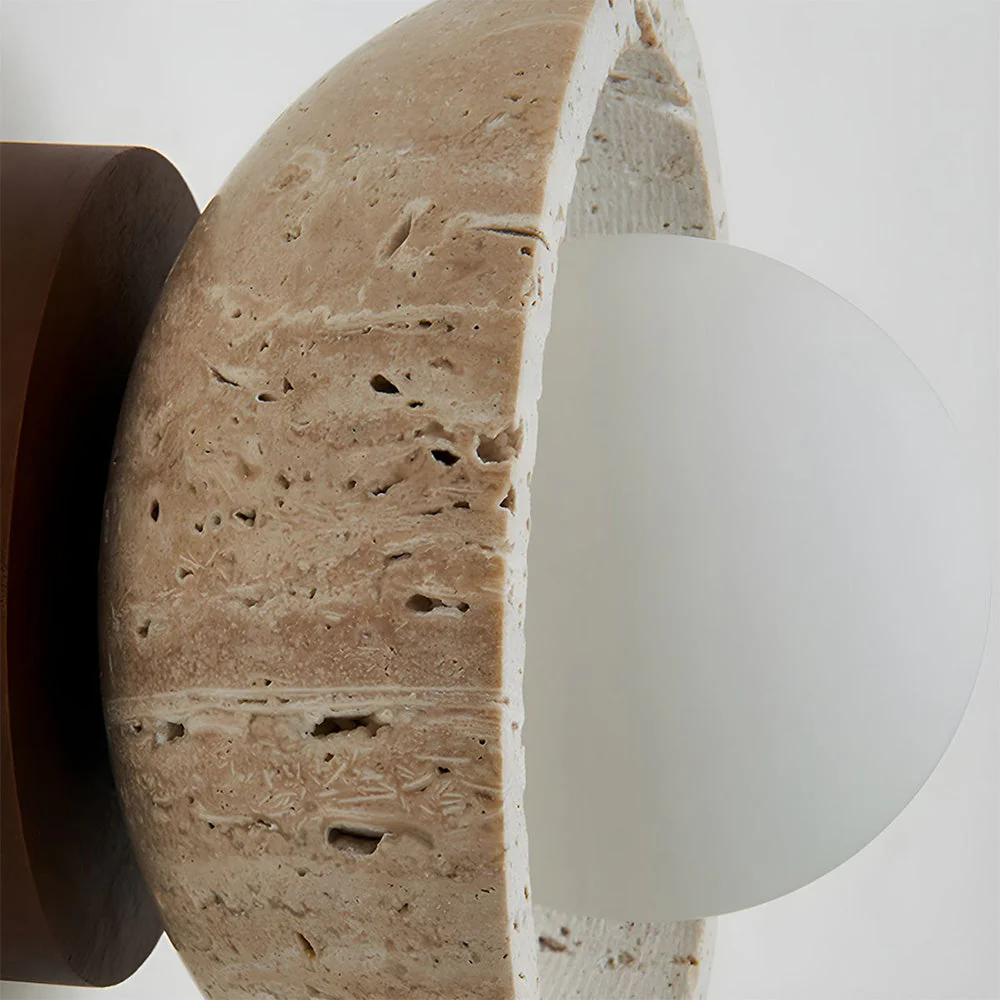 Contemporary Industrial Beige Stone Wall Light - Image 10