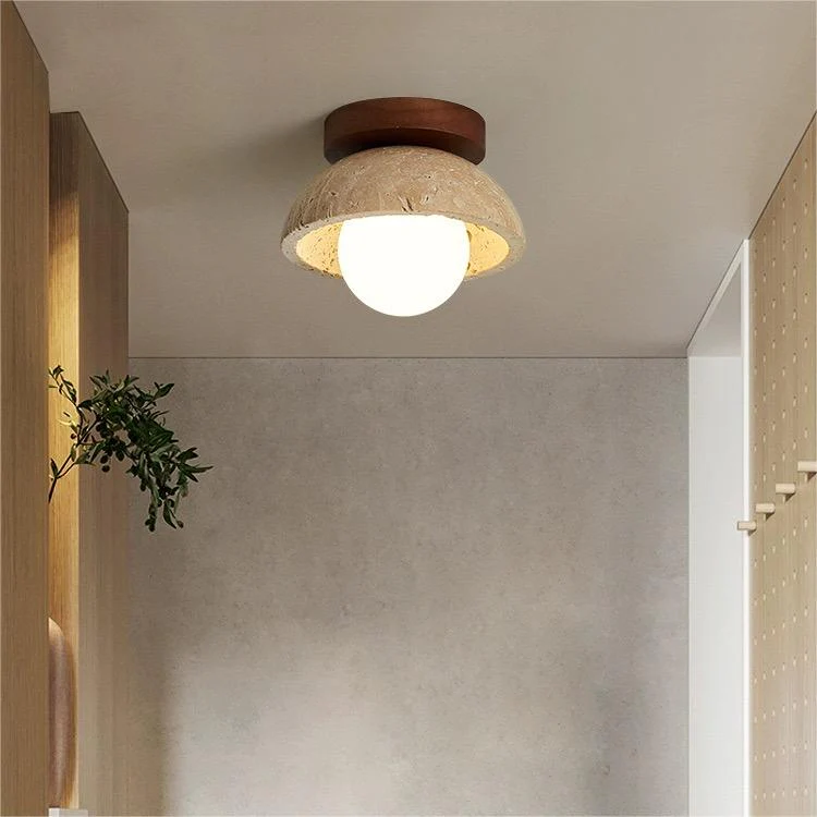 Contemporary Industrial Beige Stone Wall Light - Image 2