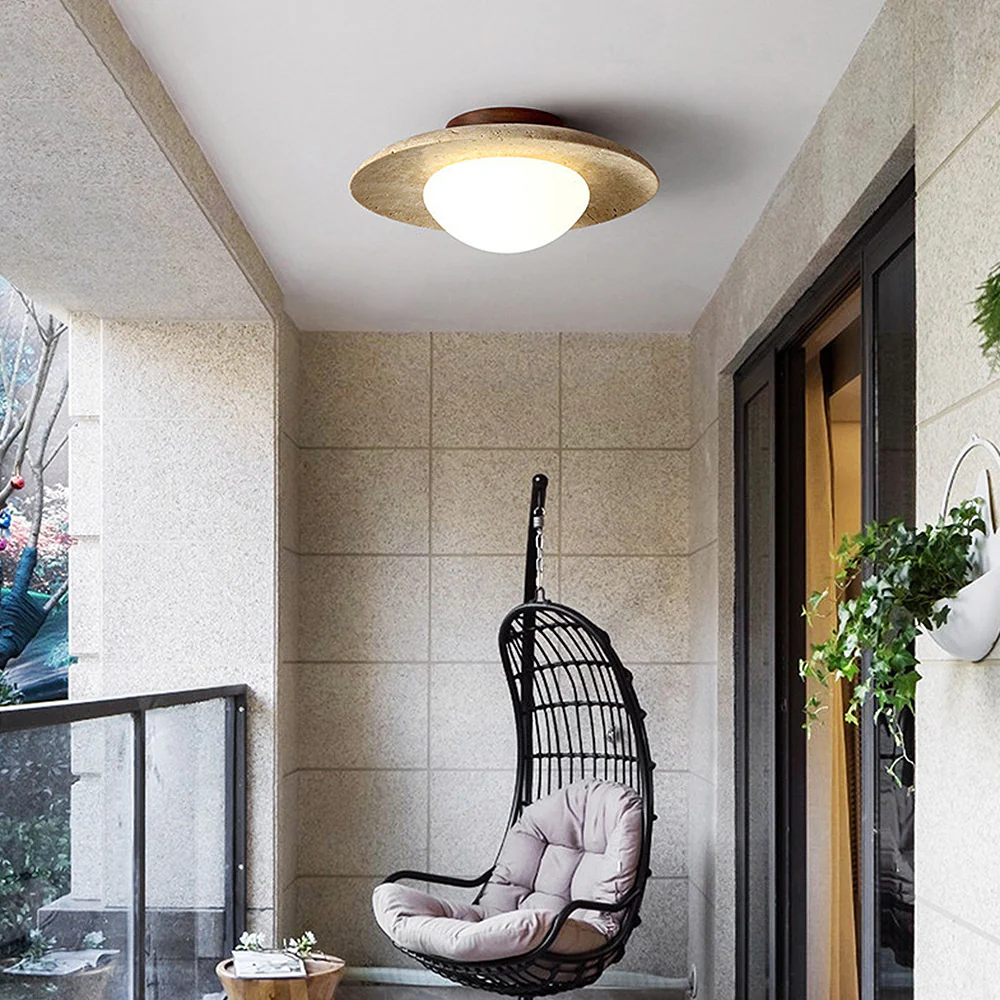 Contemporary Industrial Beige Stone Wall Light - Image 24