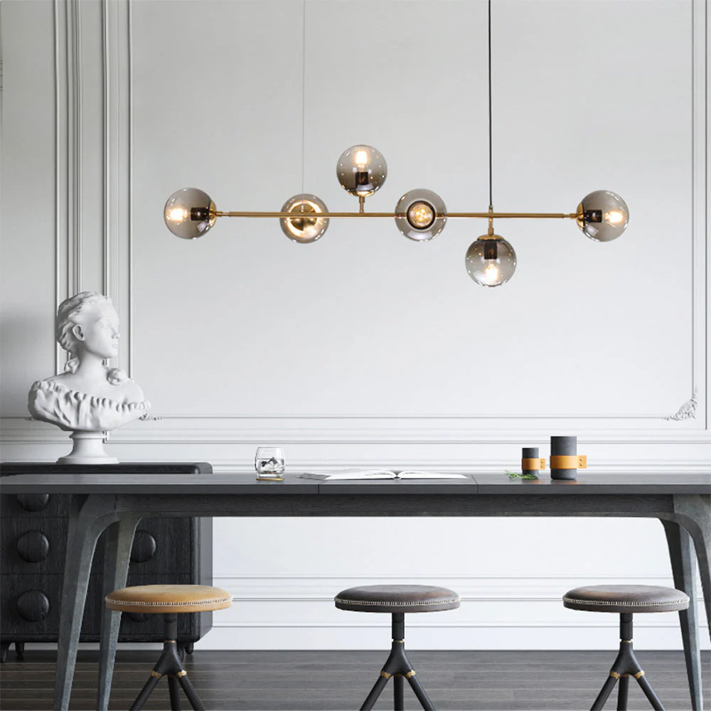 Contemporary Long Rod Glass Bubble Chandelier - Image 2