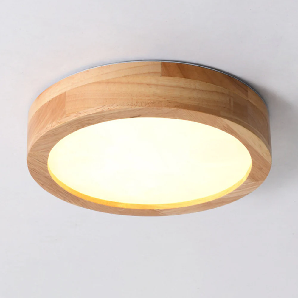 Contemporary Wood Round Flush Mount LED Ceiling Light - Image 13