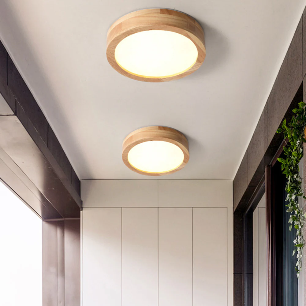 Contemporary Wood Round Flush Mount LED Ceiling Light - Image 15