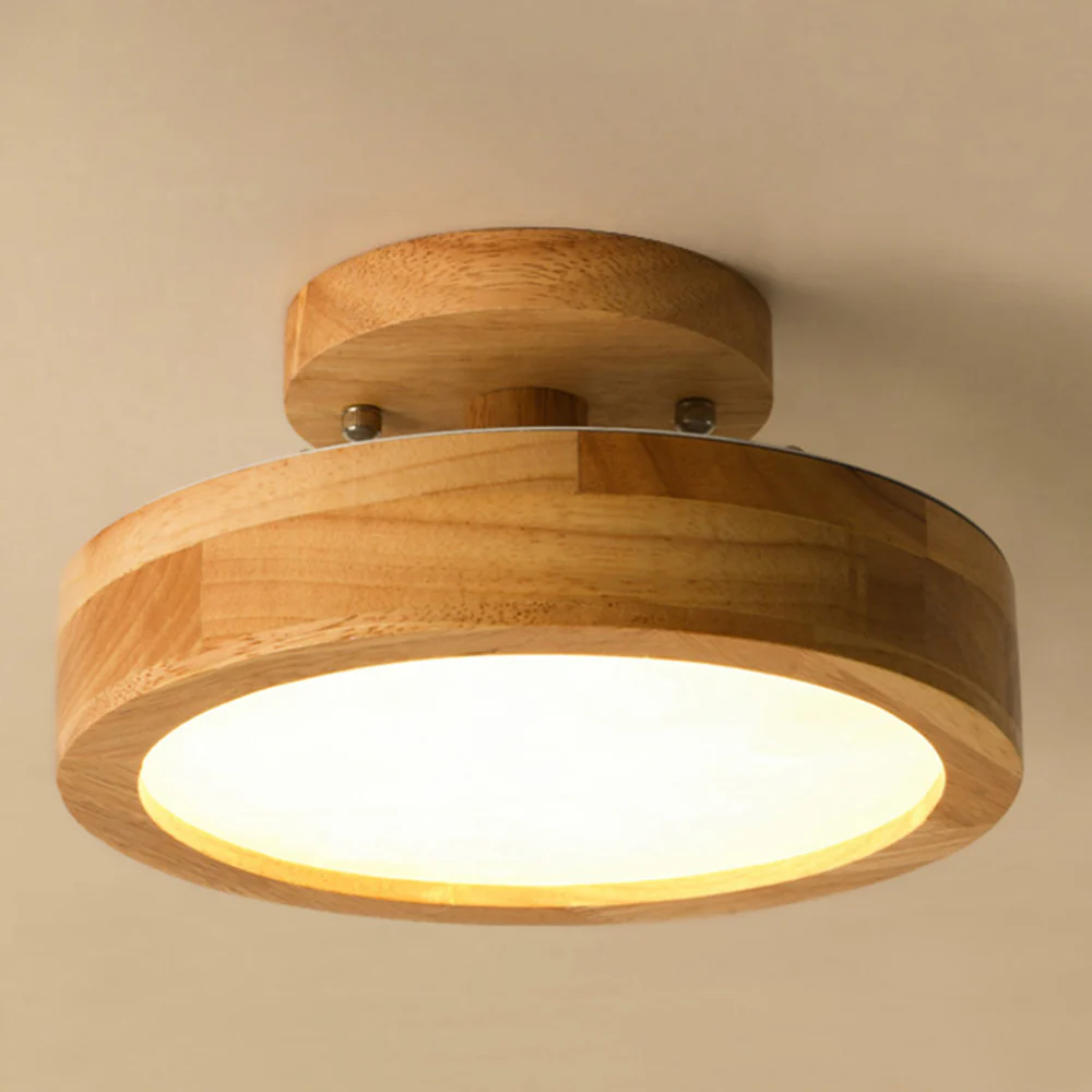 Contemporary Wood Round Flush Mount LED Ceiling Light - Image 6