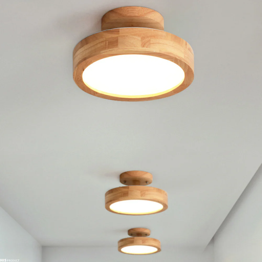 Contemporary Wood Round Flush Mount LED Ceiling Light - Image 7