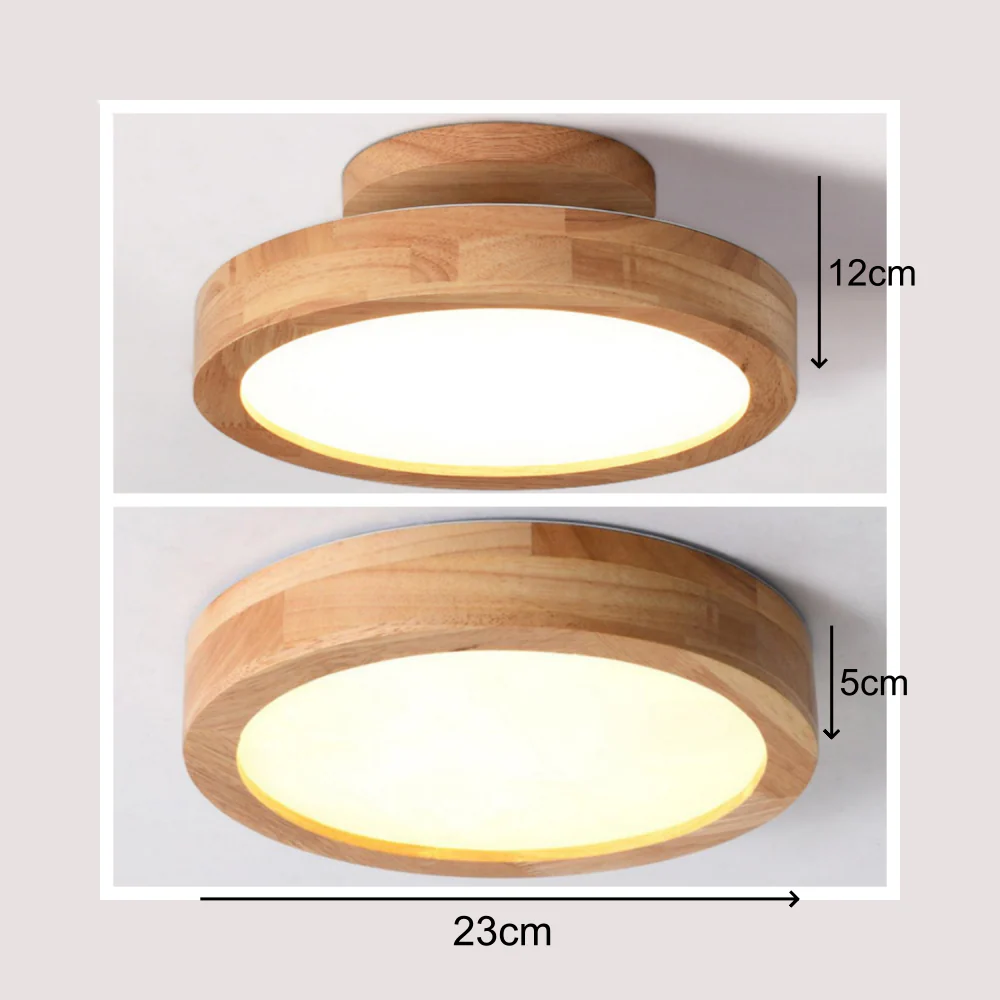 Contemporary Wood Round Flush Mount LED Ceiling Light - Image 8