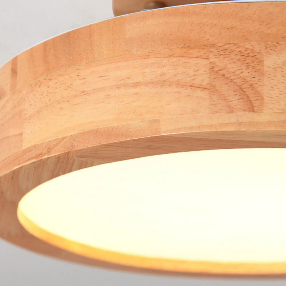 Contemporary Wood Round Flush Mount LED Ceiling Light - Image 9