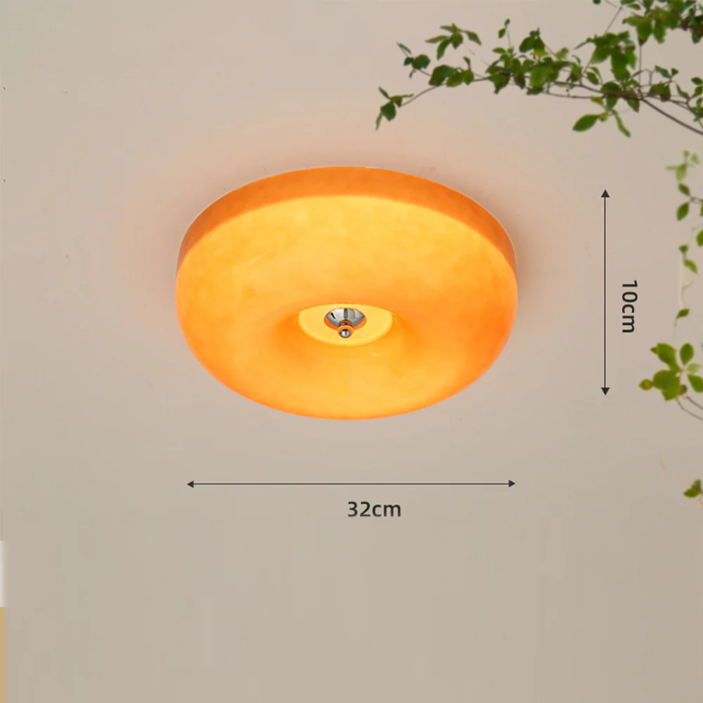 Cream Round Ceiling Lamp Simple Glass Ceiling Light For Bedroom - Image 10