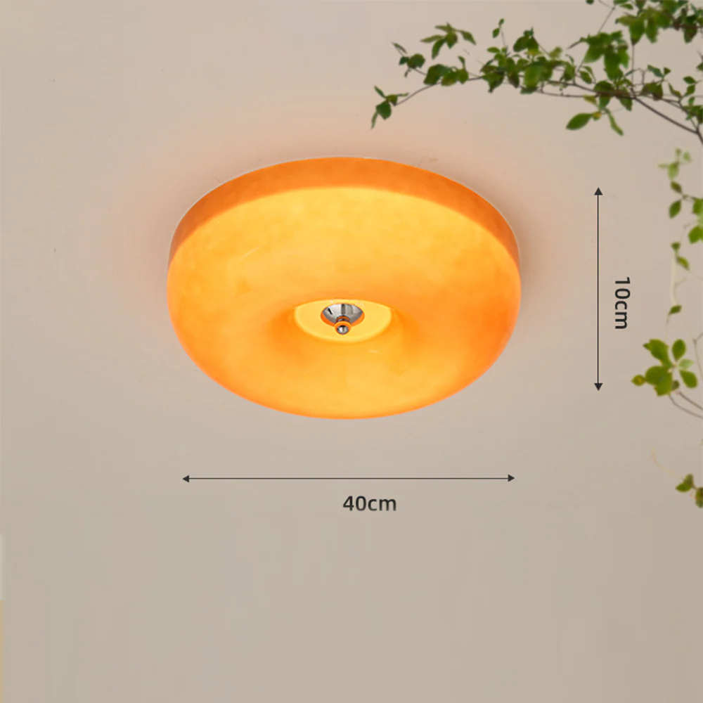 Cream Round Ceiling Lamp Simple Glass Ceiling Light For Bedroom - Image 11