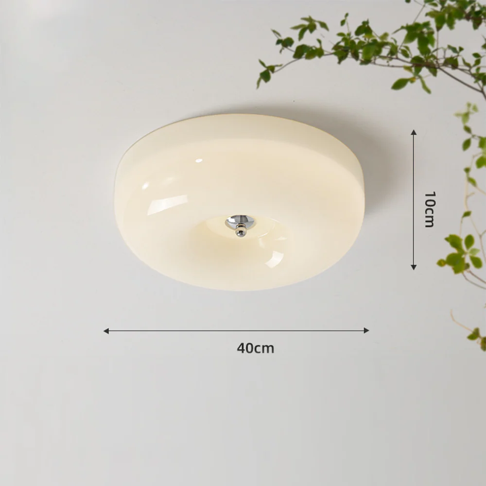 Cream Round Ceiling Lamp Simple Glass Ceiling Light For Bedroom - Image 14