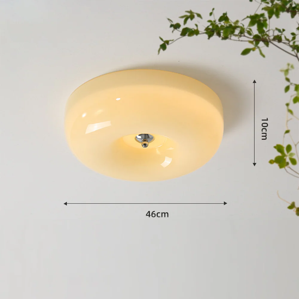 Cream Round Ceiling Lamp Simple Glass Ceiling Light For Bedroom - Image 18