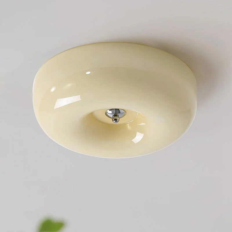 Cream Round Ceiling Lamp Simple Glass Ceiling Light For Bedroom - Image 19