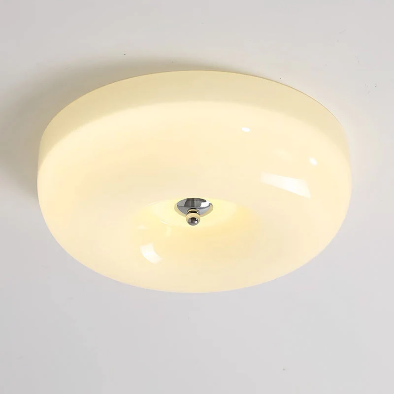 Cream Round Ceiling Lamp Simple Glass Ceiling Light For Bedroom - Image 20