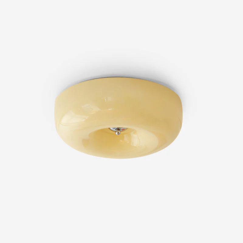 Cream Round Ceiling Lamp Simple Glass Ceiling Light For Bedroom - Image 21