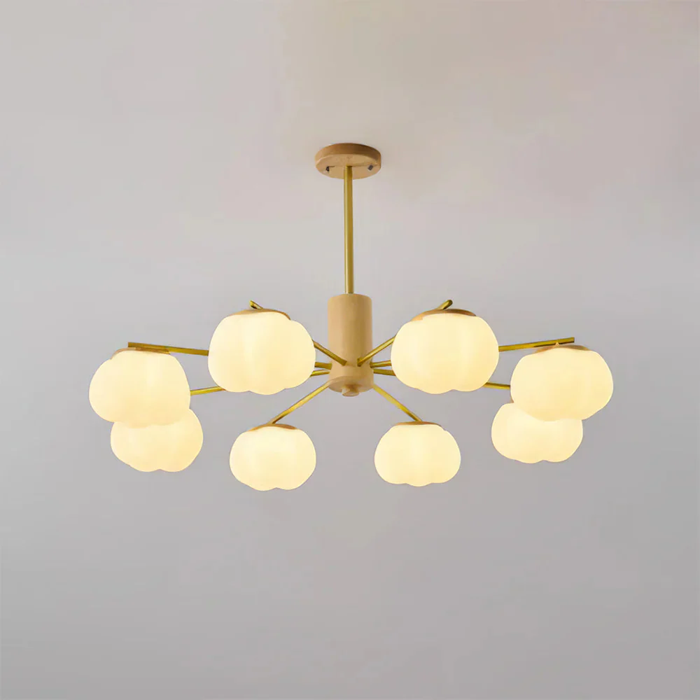 Cream Style Wooden Cotton Balls Chandelier For Living Room - Image 15