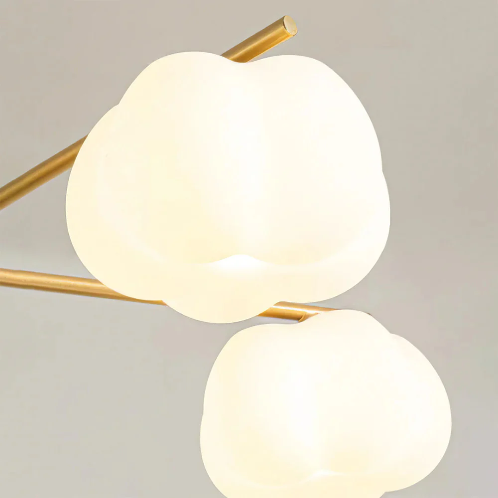 Cream Style Wooden Cotton Balls Chandelier For Living Room - Image 6