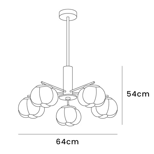 Cream Style Wooden Cotton Balls Chandelier For Living Room - Image 9