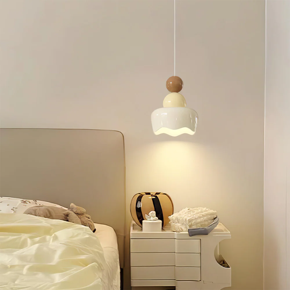 Cream Sunny Bedroom Bedside Pendant Lamp - Image 11