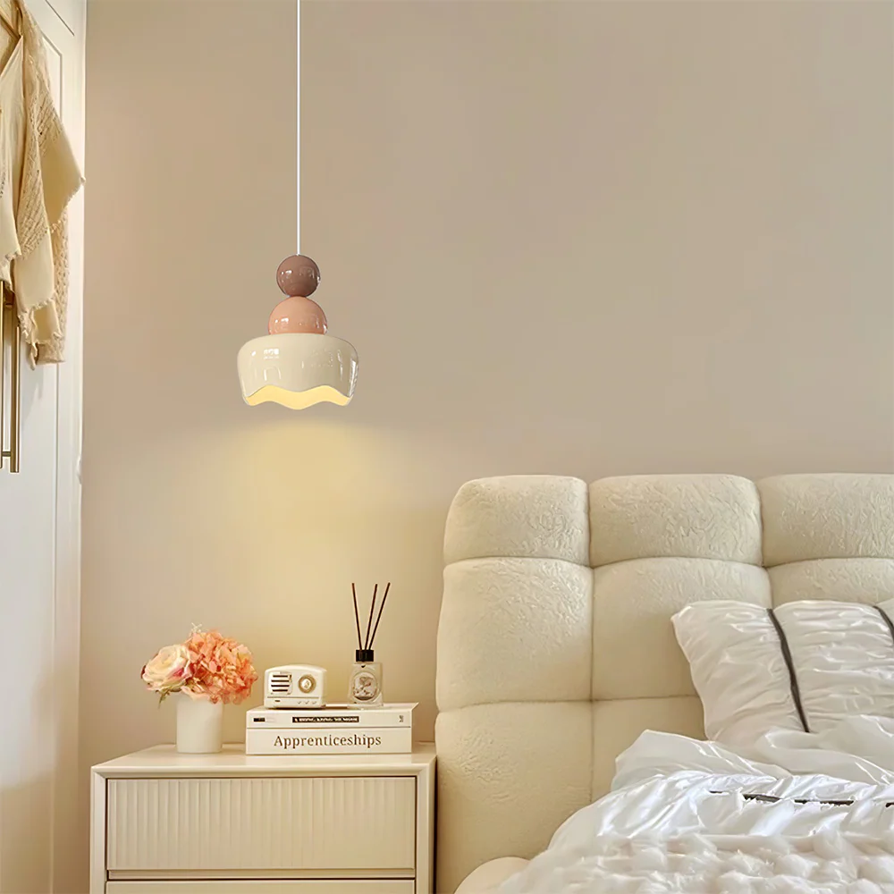 Cream Sunny Bedroom Bedside Pendant Lamp - Image 3