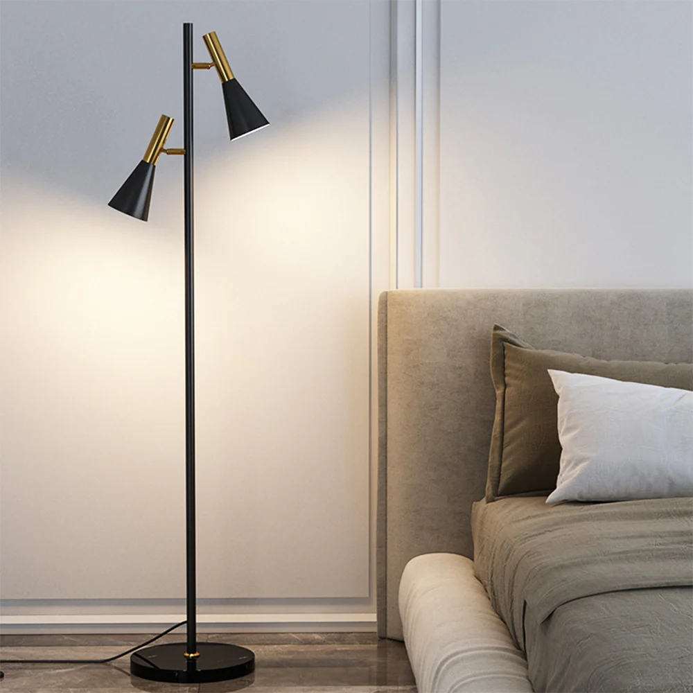 Creative Adjustable Two Heads Black Floor Lamp - Image 2