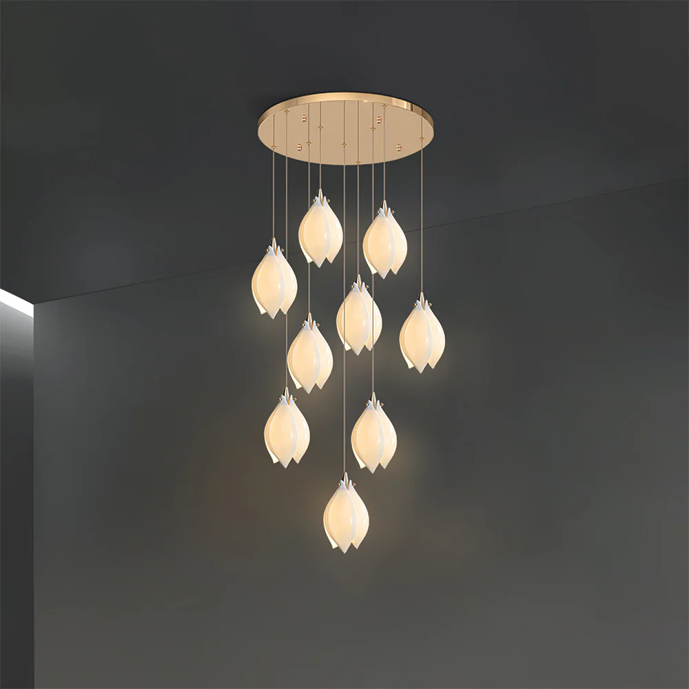 Creative Multi-heads Stylised Bloom Buds Pendant Lamp - Image 5