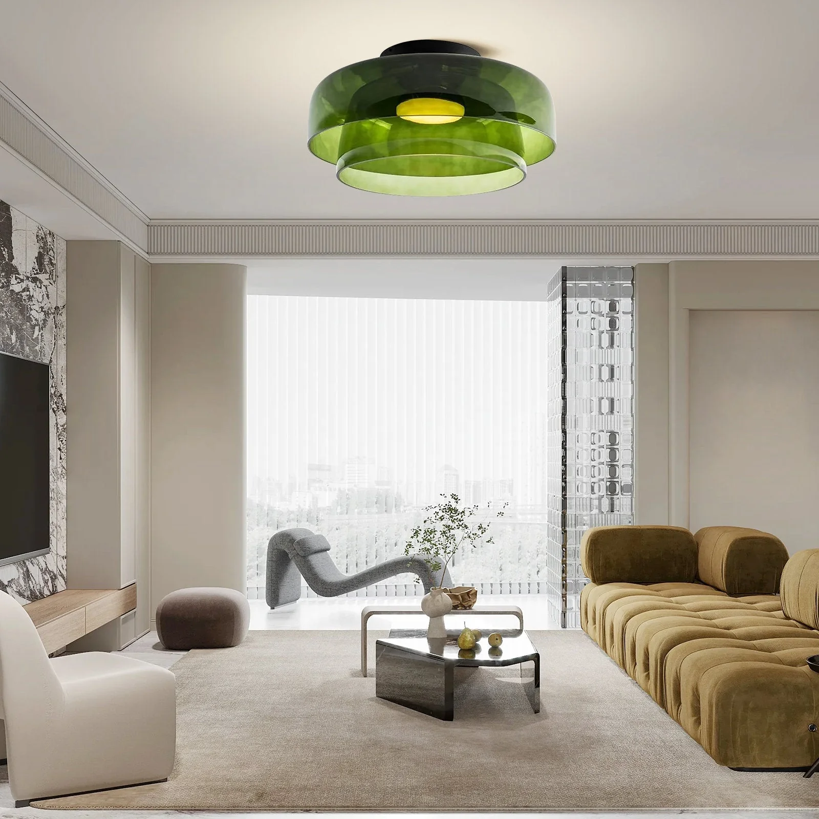 Creative Multi-Layer Glass Living Room Ceiling Light - Image 35