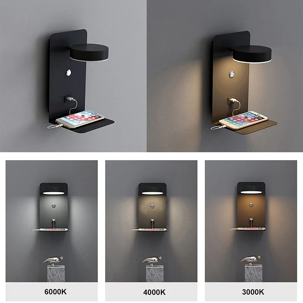 Creative Simple LED Phone Charger Wall Light - Image 17