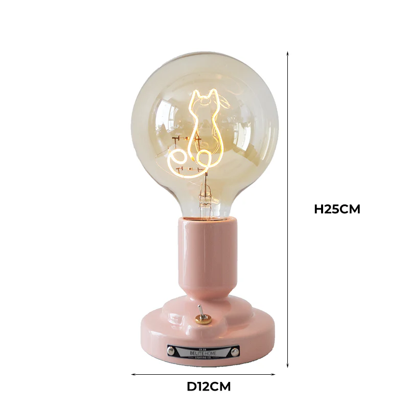 Cute Pink & White Cat Pattern Table Lamp - Image 15