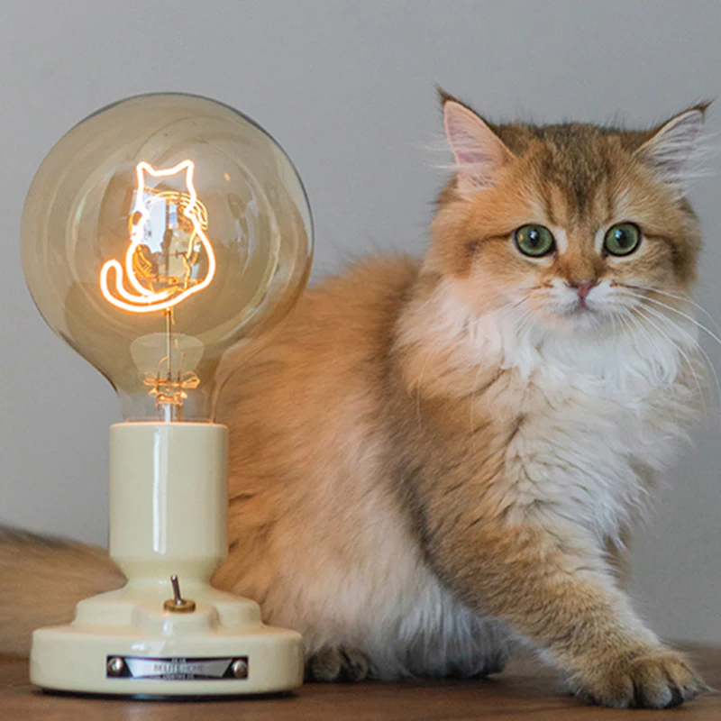 Cute Pink & White Cat Pattern Table Lamp - Image 2