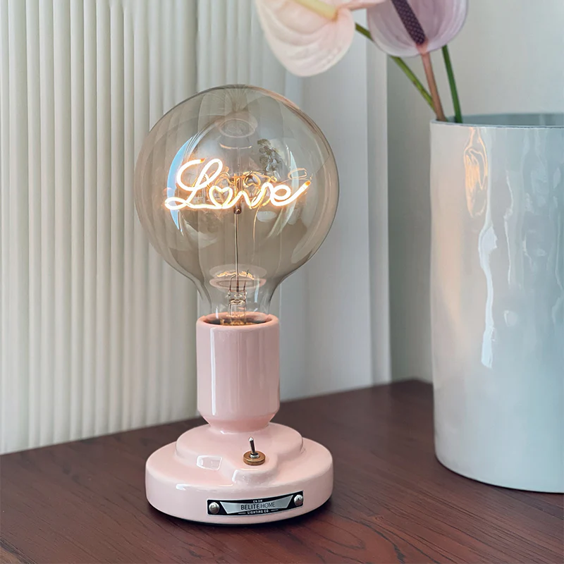 Cute Pink & White Cat Pattern Table Lamp - Image 9