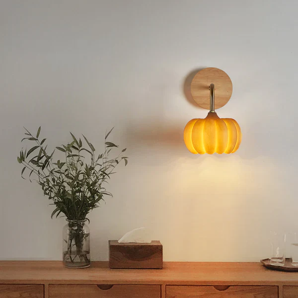 Cute Resin Material Yellow Pumpkin Wall Lamp - Image 4