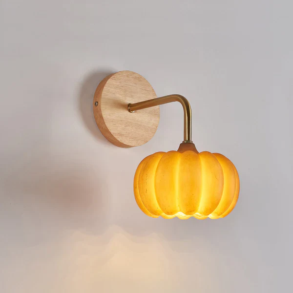 Cute Resin Material Yellow Pumpkin Wall Lamp - Image 5