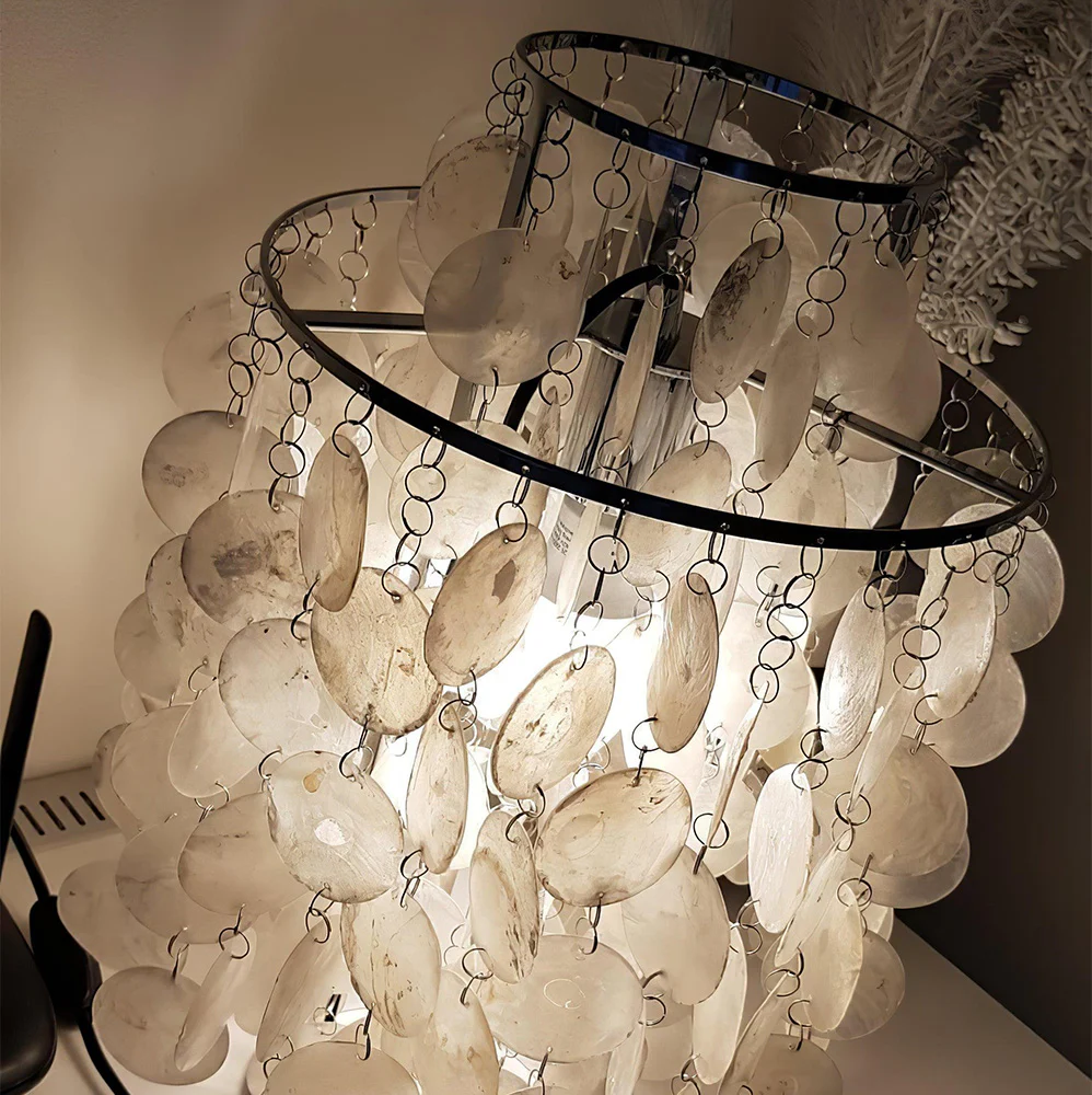 Danish Seashell Pearl Wind Chimes Decorative Table Lamp - Image 5