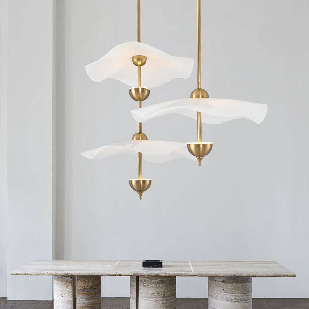 Art Deco Gold Metal Lotus Led Light Fixtures Chandeliers - Image 3