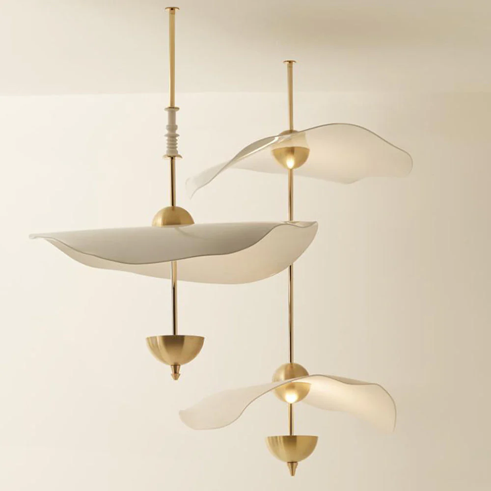 Art Deco Gold Metal Lotus Led Light Fixtures Chandeliers - Image 4