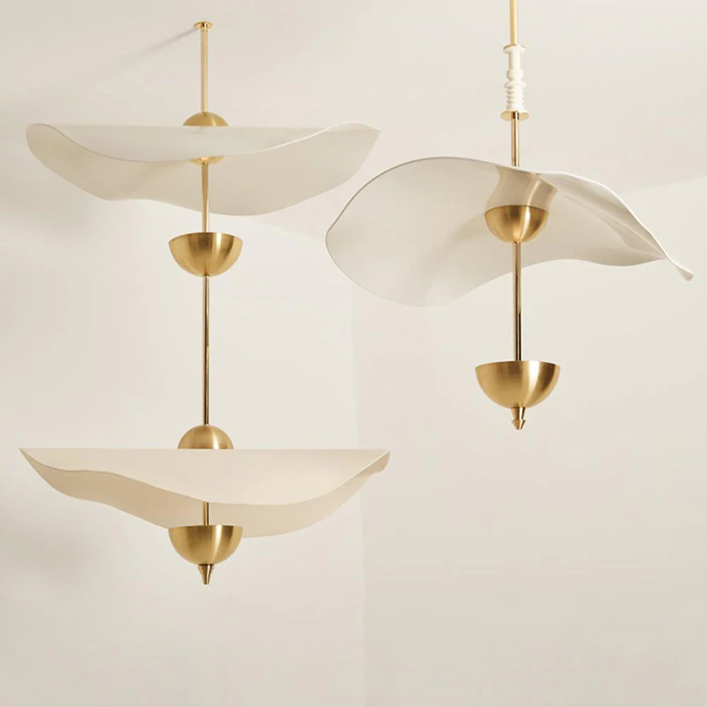 Art Deco Gold Metal Lotus Led Light Fixtures Chandeliers - Image 5
