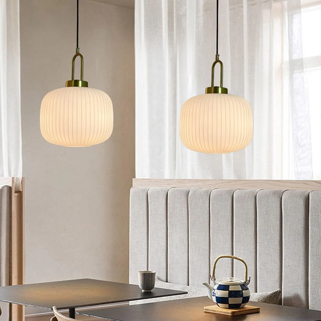 Design Pumpkin Shape Glass Pendant Light - Image 10