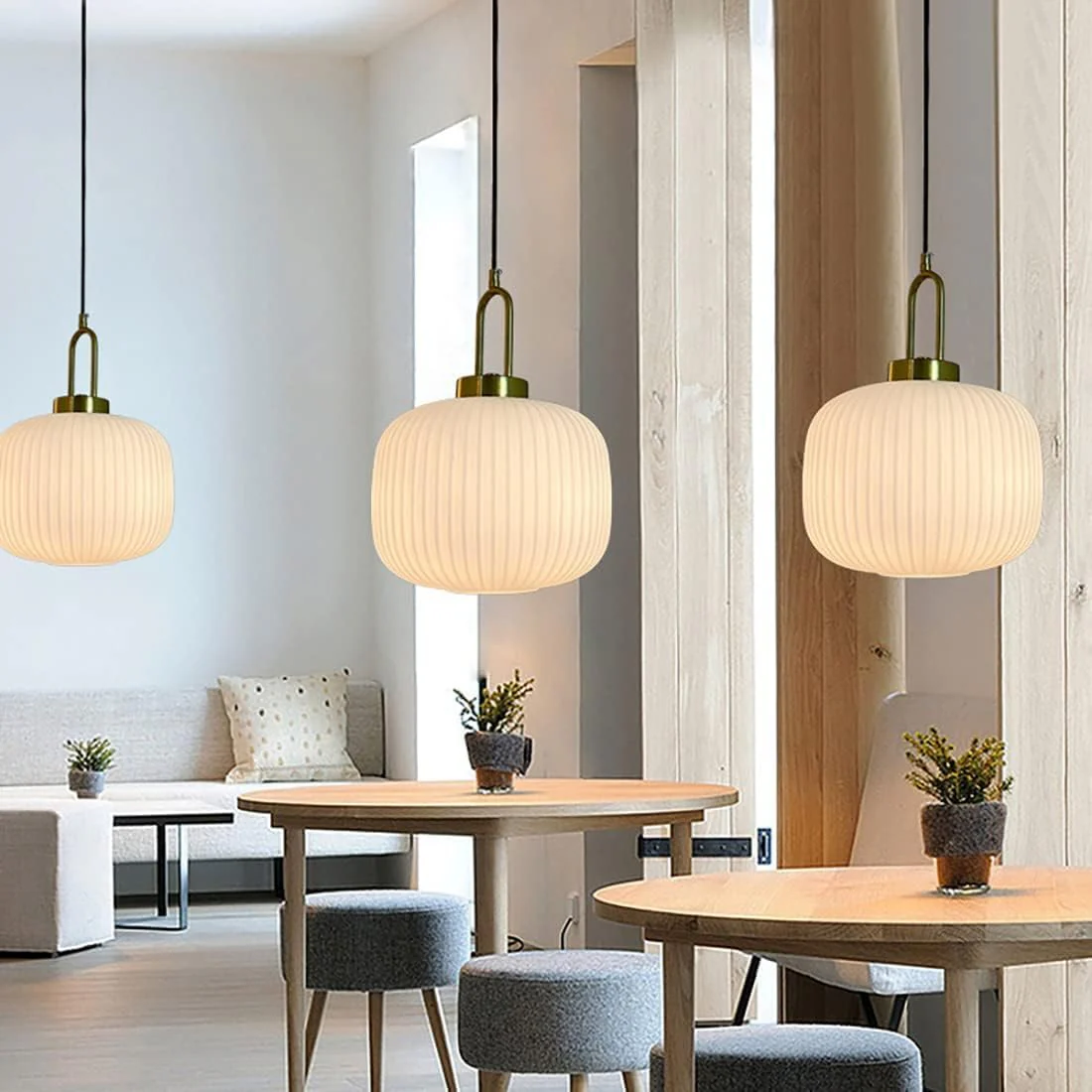 Design Pumpkin Shape Glass Pendant Light - Image 9