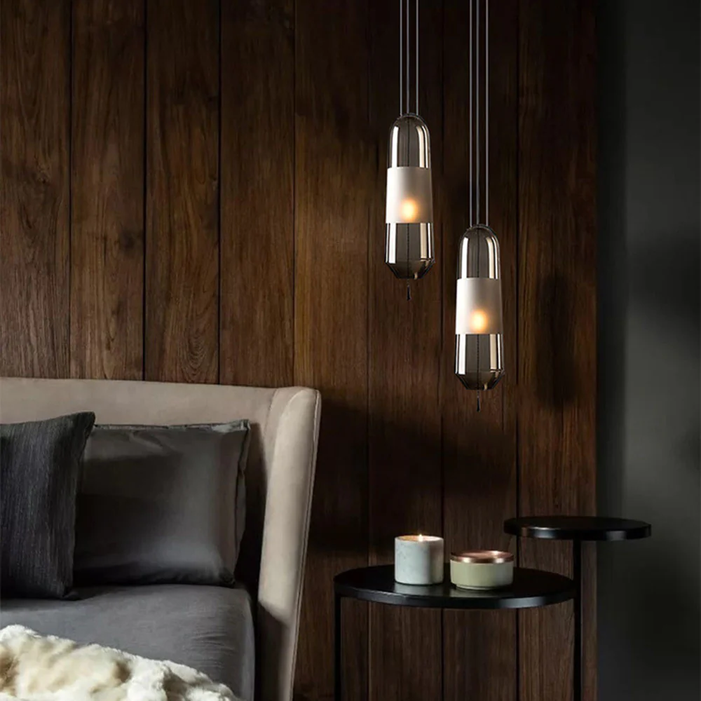 Designer Capsule Shaped Glass Pendant Lamp - Image 4