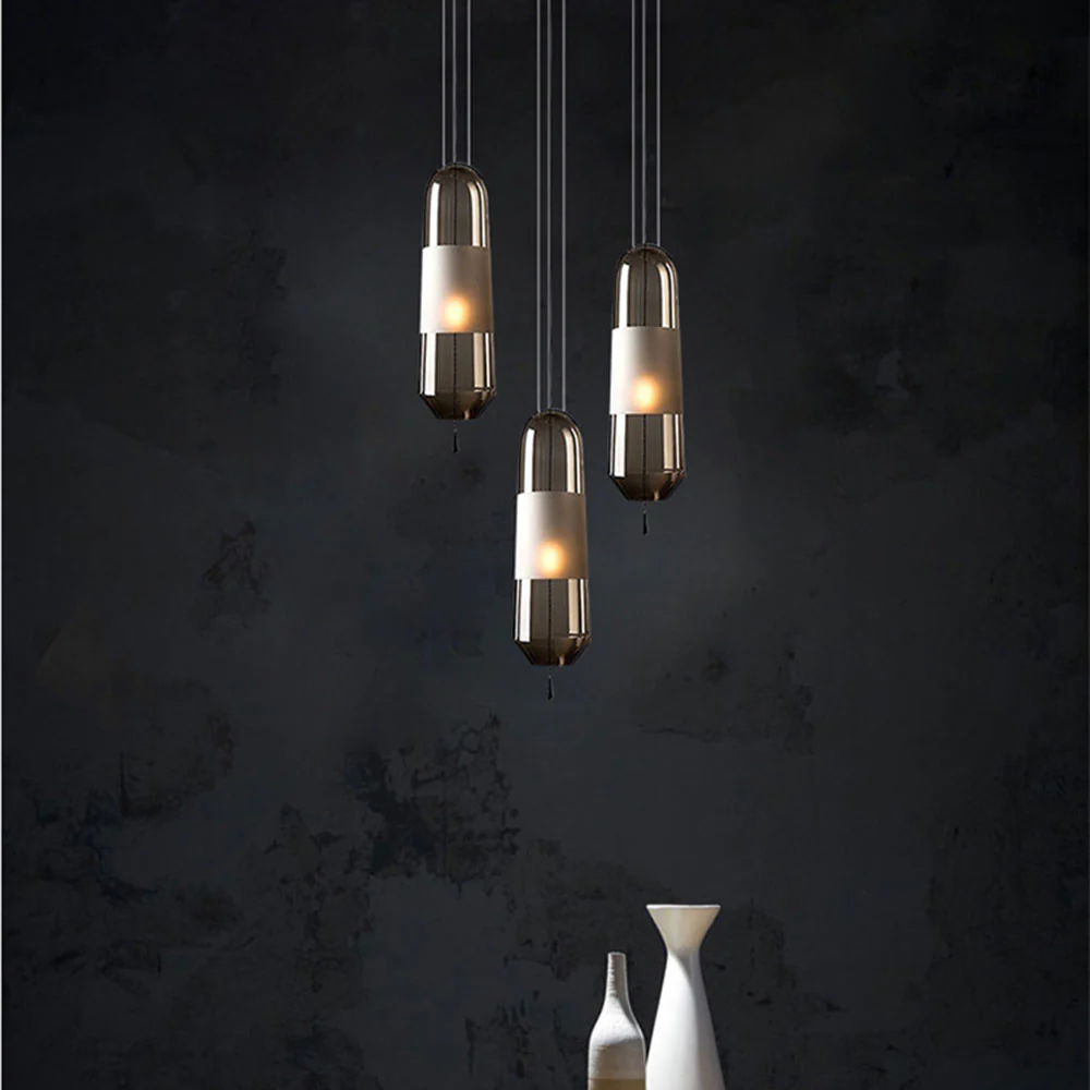 Designer Capsule Shaped Glass Pendant Lamp - Image 5