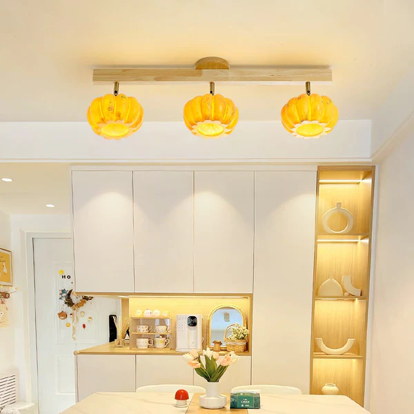 Eco-friendly Yellow Pumpkin Ceiling Lamp - Image 3