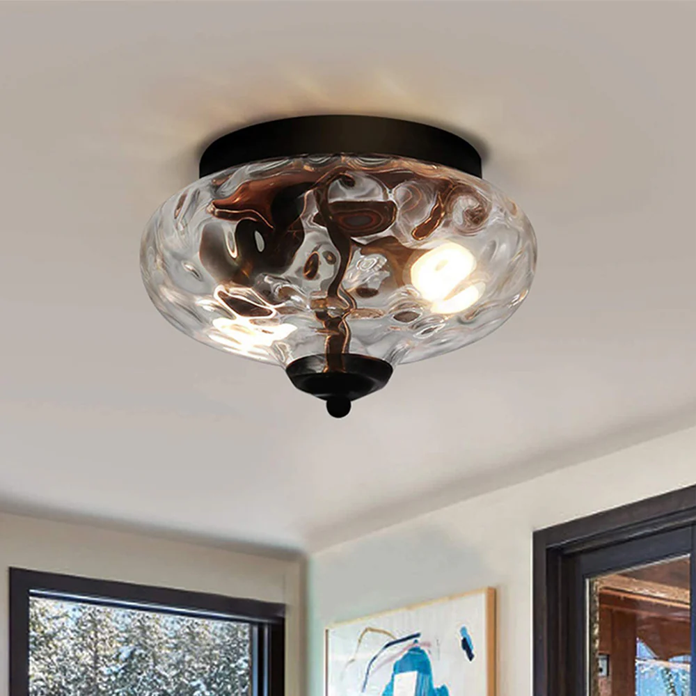 Farmhouse 2-Light Glass Shade Ceiling Light