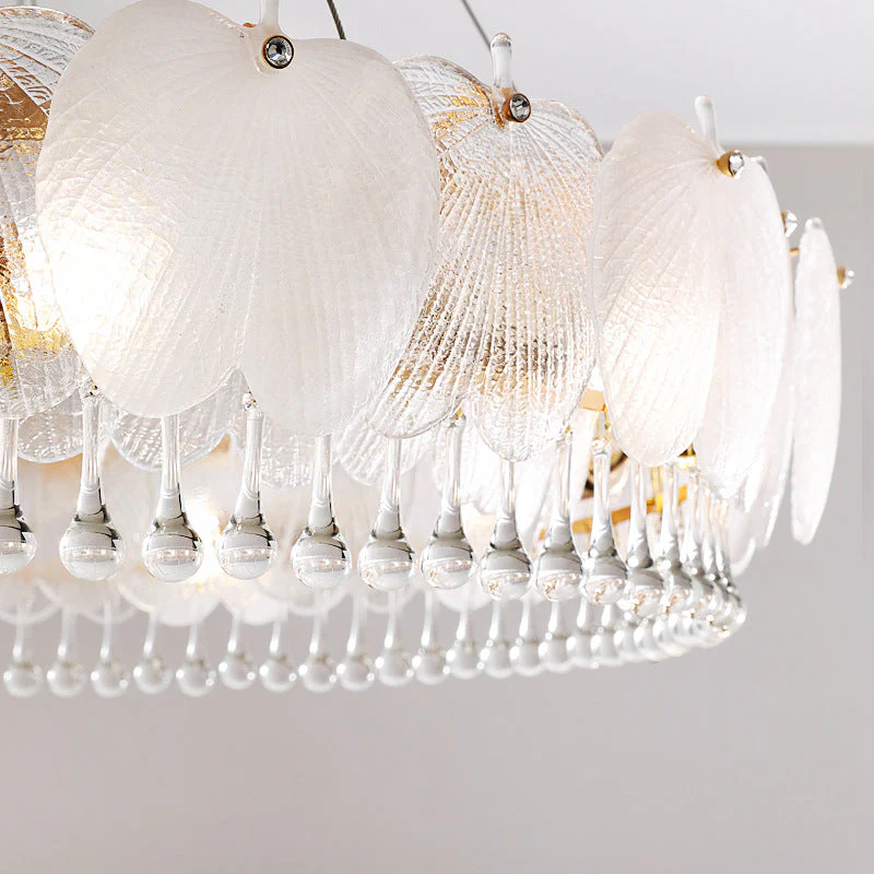 Feather Shape Crystal Glass Round Chandelier - Image 7