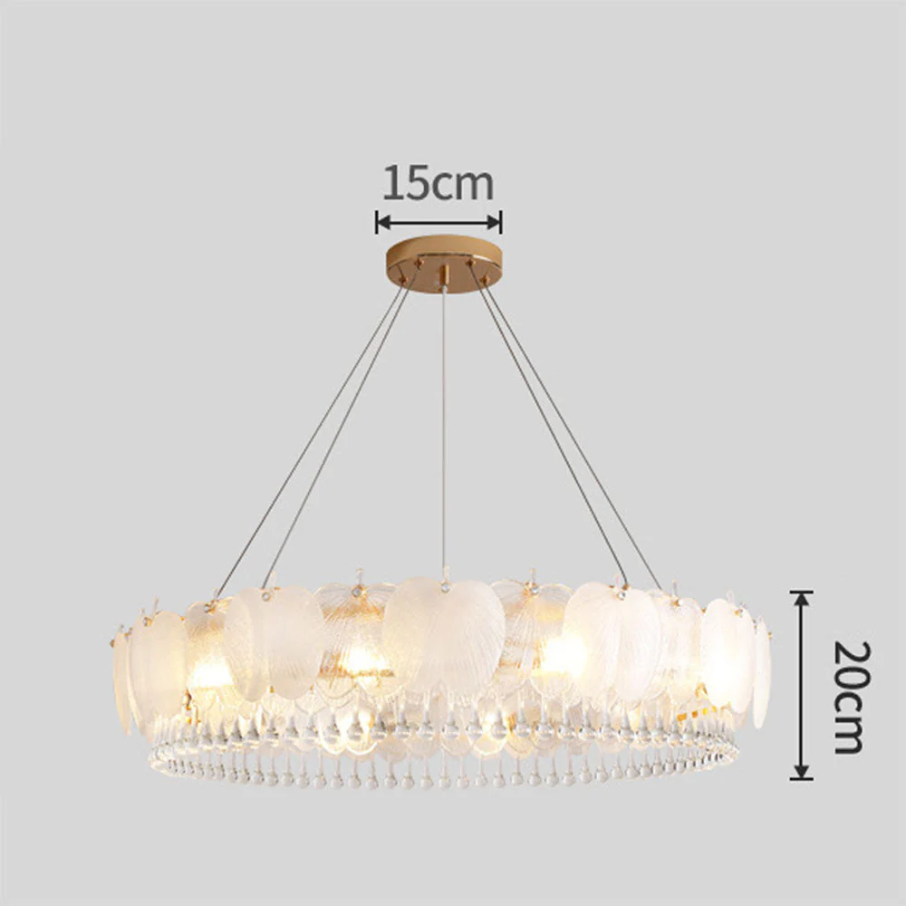 Feather Shape Crystal Glass Round Chandelier - Image 9