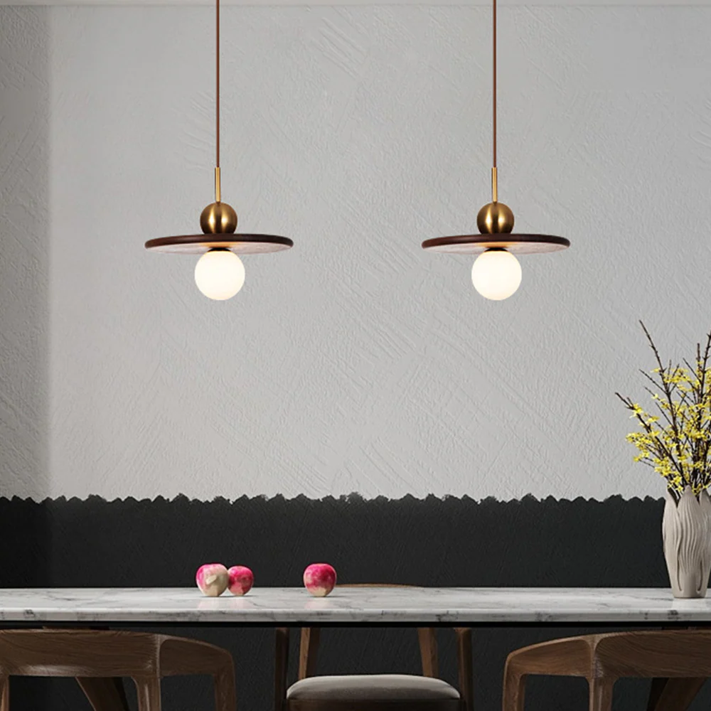 Flying Saucer Walnut Pendant Light - Image 6