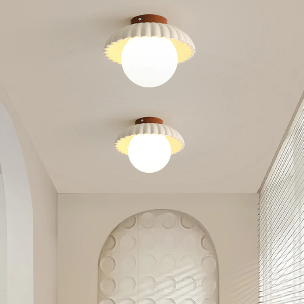 French Creamy Glass Stained Ceiling Light - Image 2