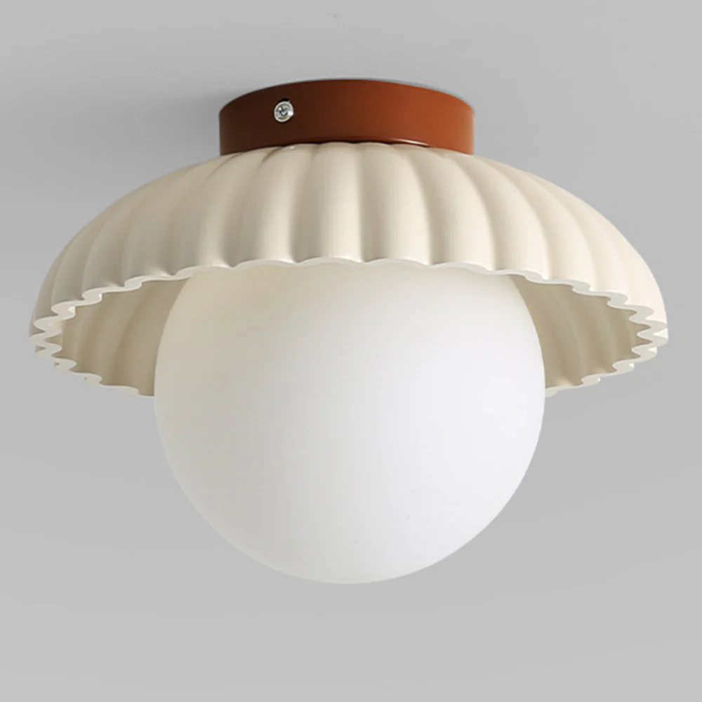 French Creamy Glass Stained Ceiling Light - Image 5