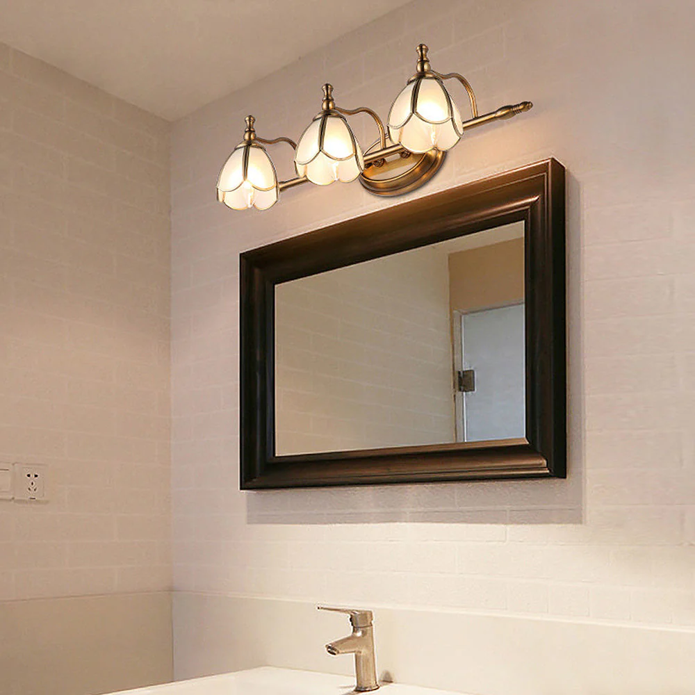French Flower Gold Bathroom Vanity Wall Lights - Image 2