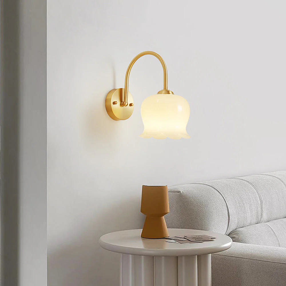 French Flower Shade Glass Wall Light - Image 4